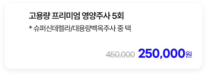 고용량 프리미엄 영양주사 5회 * 슈퍼 신데렐라/대용량백옥주사 중 택